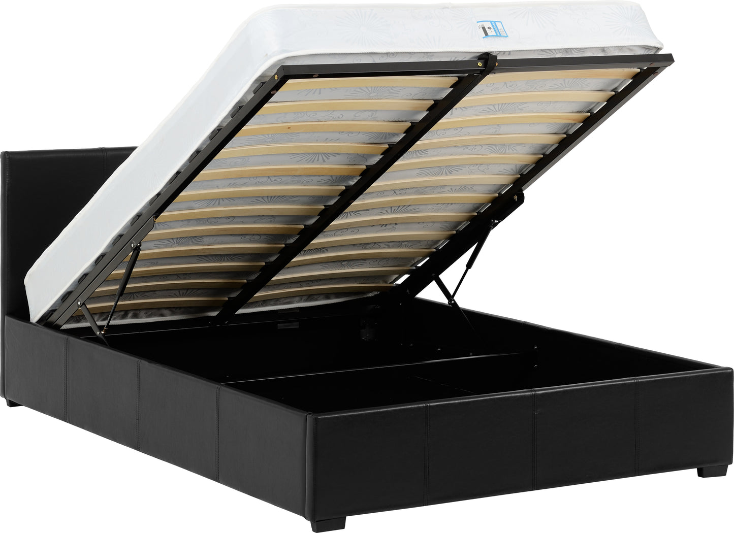 WAVERLEY 4'6" STORAGE BED - BLACK FAUX LEATHER