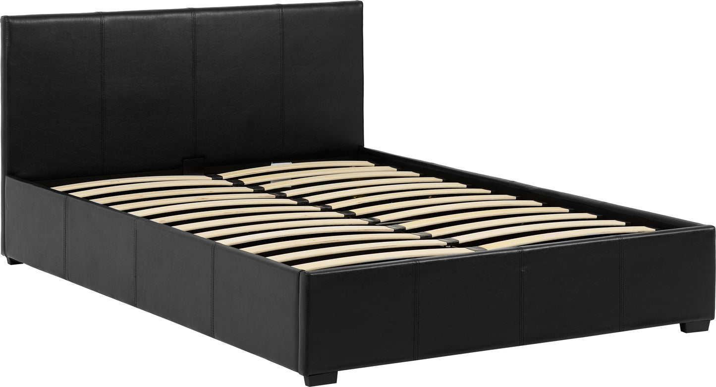 WAVERLEY 5' STORAGE BED - BLACK FAUX LEATHER