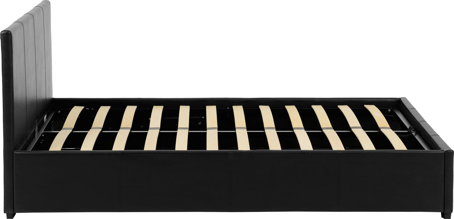 WAVERLEY 4'6" STORAGE BED - BLACK FAUX LEATHER