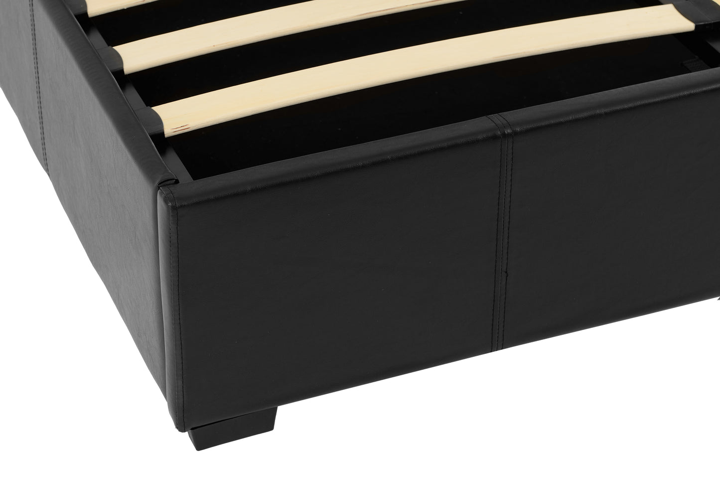 WAVERLEY 4'6" STORAGE BED - BLACK FAUX LEATHER