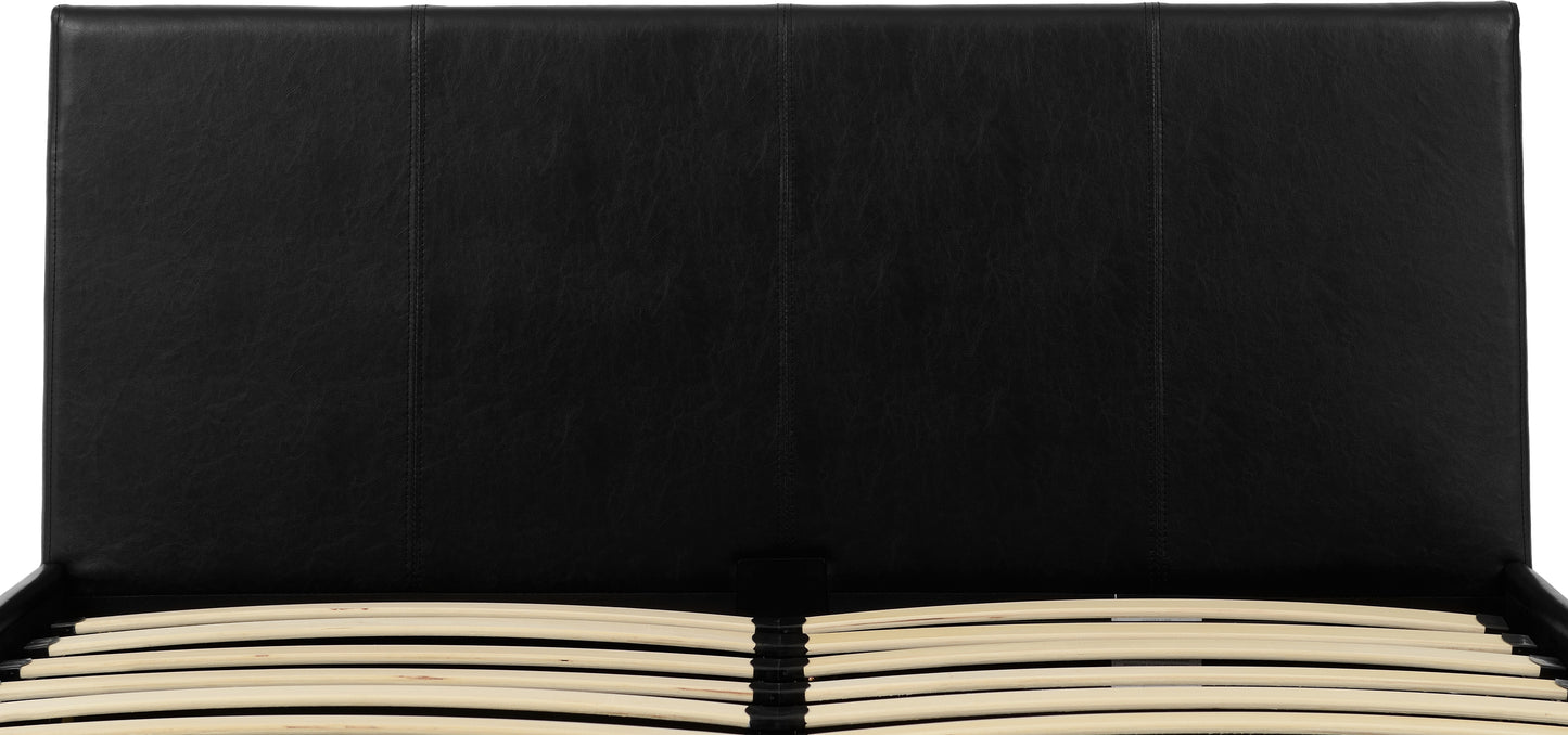 WAVERLEY 4'6" STORAGE BED - BLACK FAUX LEATHER