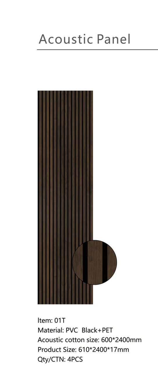 Wall Panel 01 T / Walnut (Acoustic) - 1 pack(4pcs)