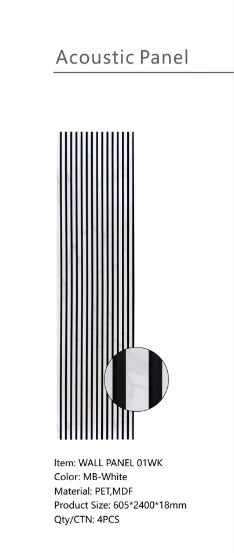 Wall Panel 01 WK/Marble-White (Acoustic) - 1 pack(4pcs)