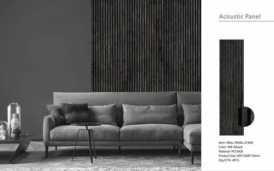 Wall Panel 01 WN / Marble-Gold Black (Acoustic) - Price for 1 Panel