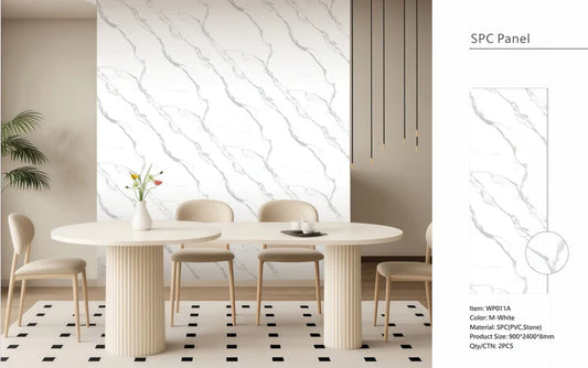 Wall Panel 011A - White Marble W:90cm - (Wall Board) Price per 1 Panel