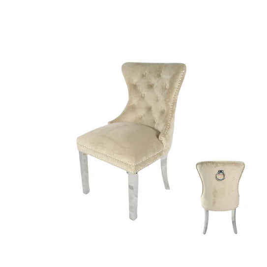 Chelsea Cream Chair (Ring Knocker/Chrome Legs)