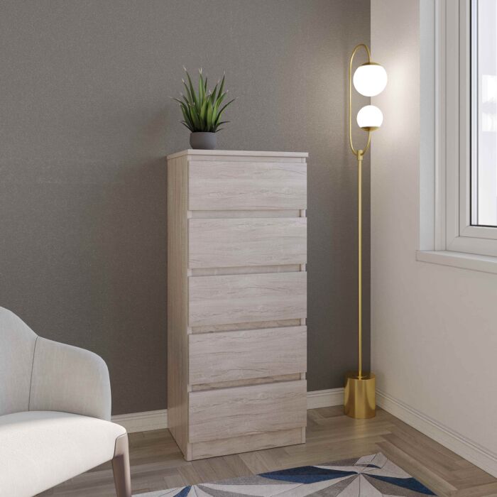 Malvern 5 Drawer Narrow Chest