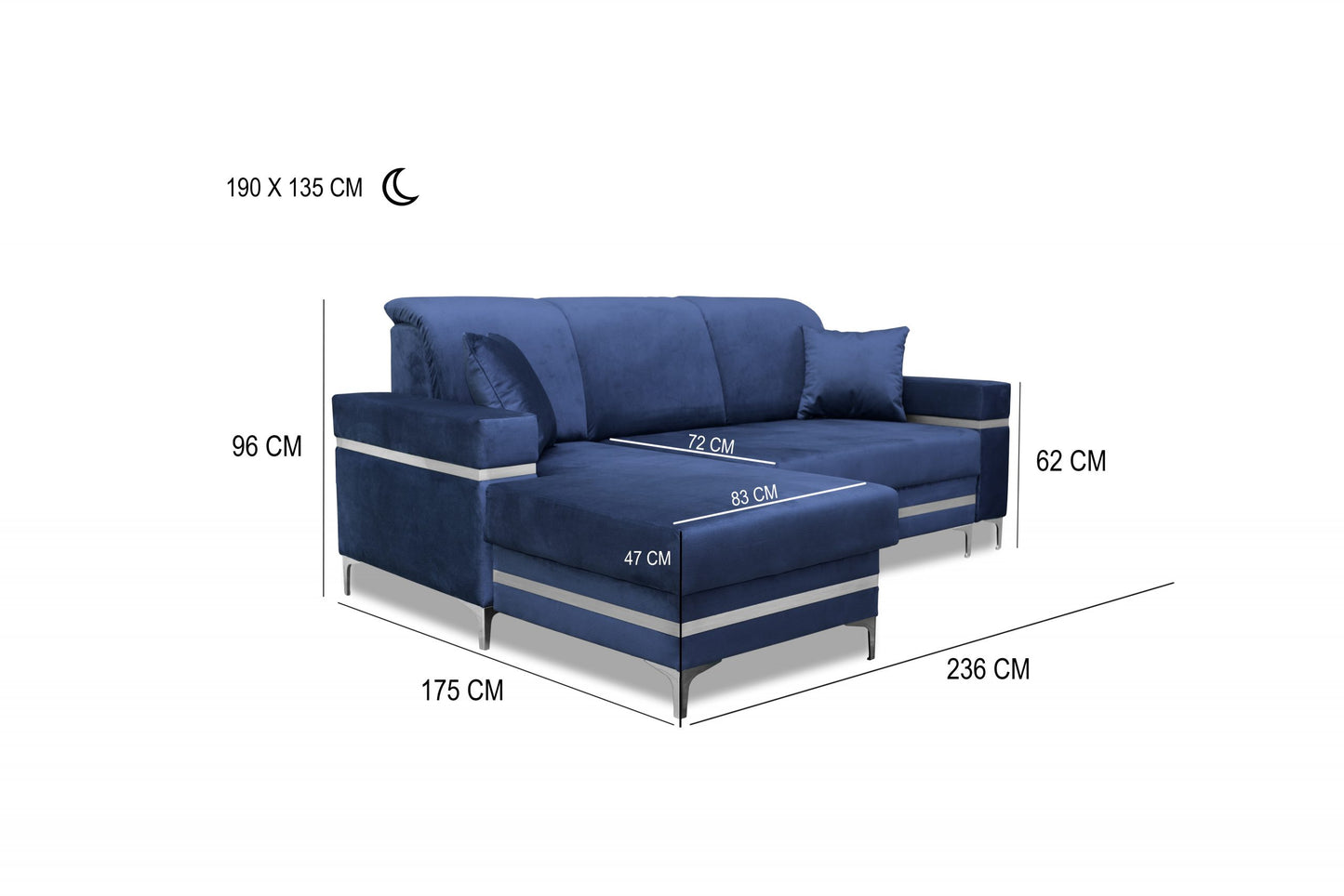 Florence Corner Sofa Bed Blue