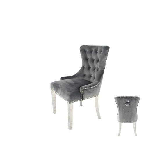 Chelsea Dark Grey Chair (Ring Knocker/Chrome Legs)