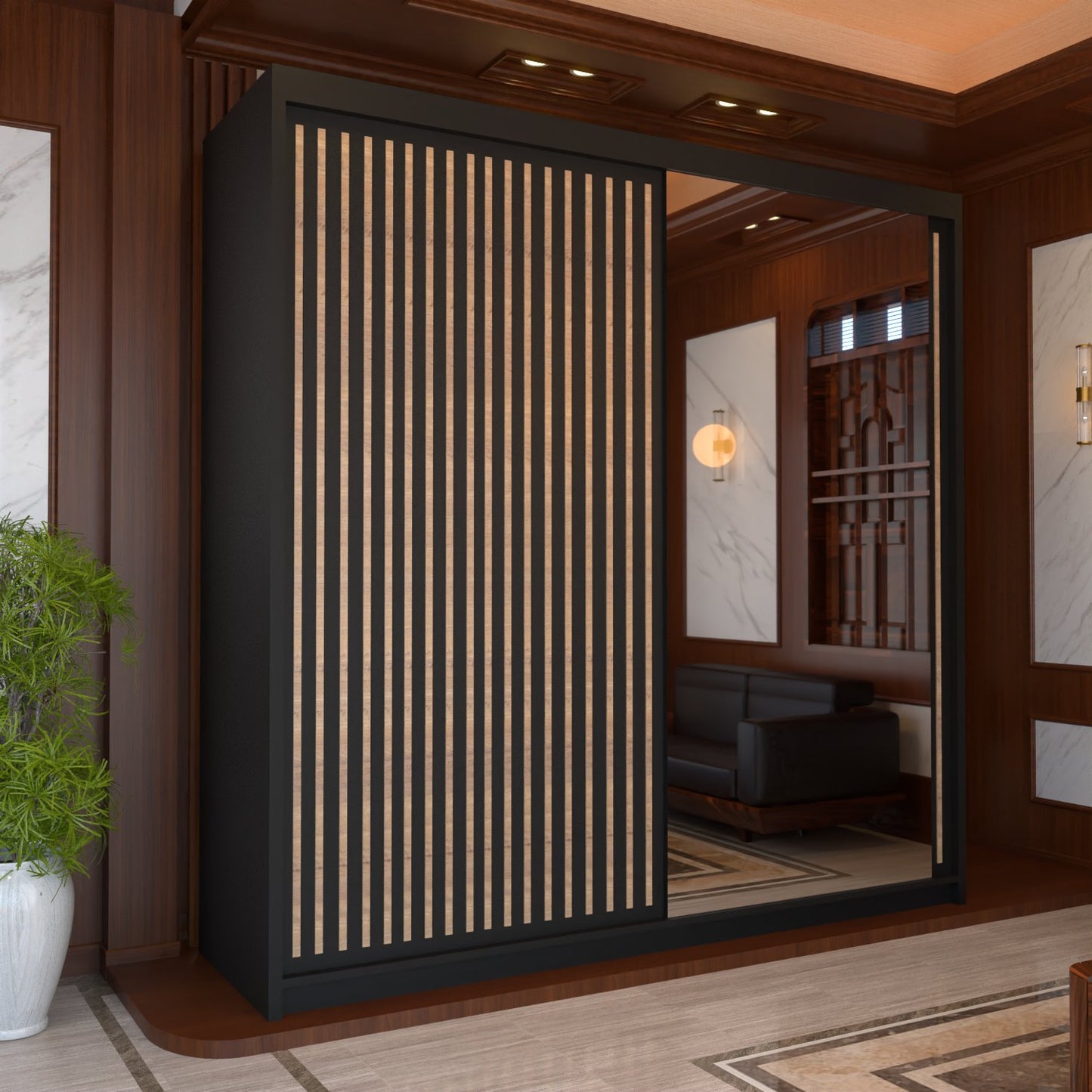 Royal Black Sliding Wardrobe