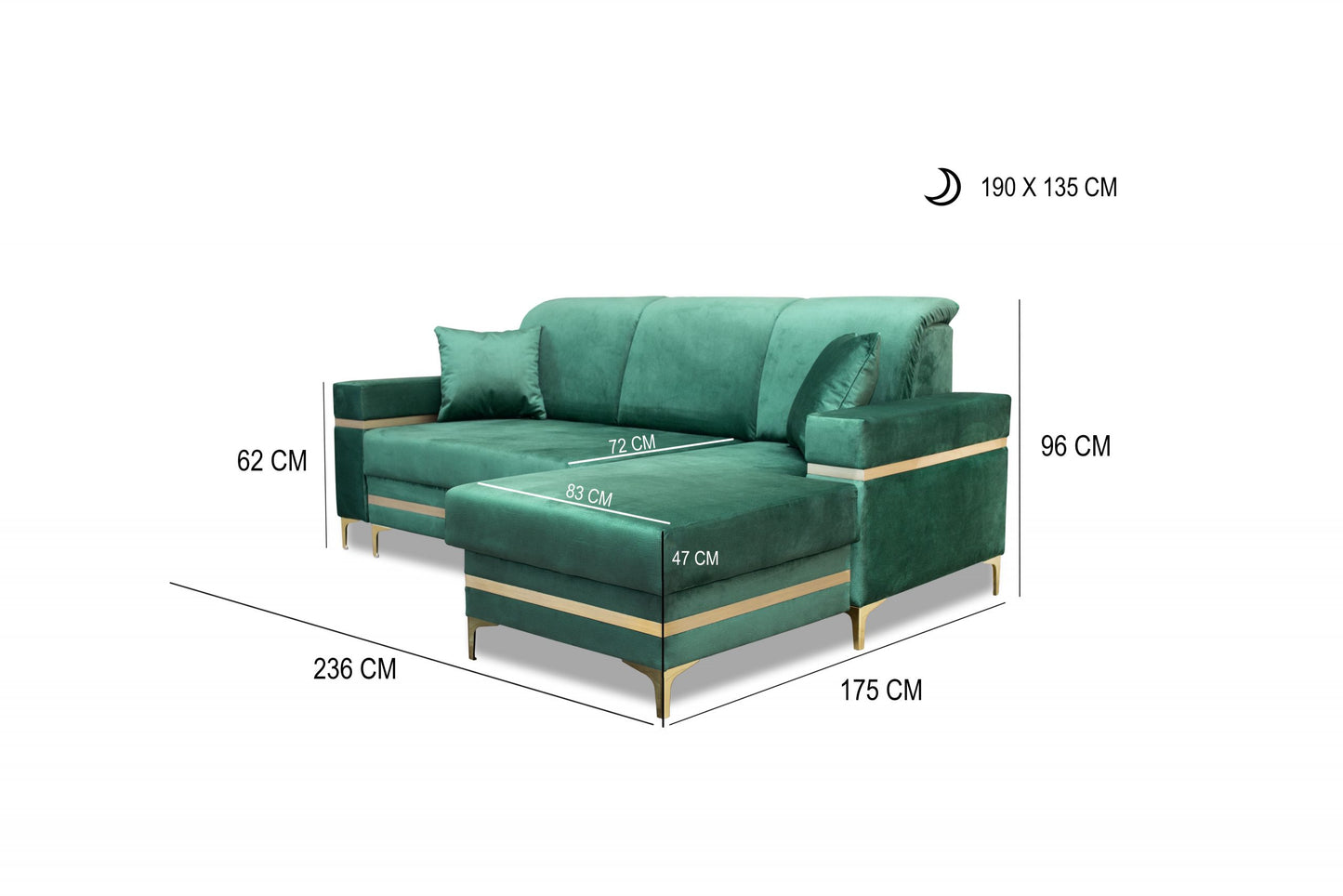 Florence Corner Sofa Bed Green