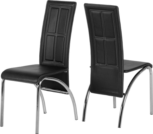 A3 CHAIR (BOX OF 2) - BLACK FAUX LEATHER/CHROME