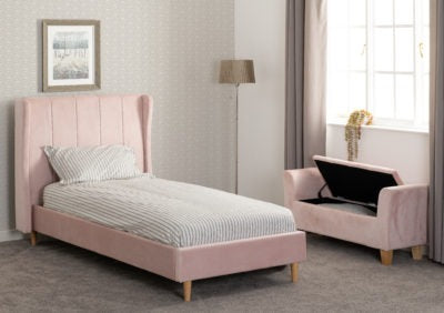 AMELIA PLUS 3' BED PINK VELVET FABRIC