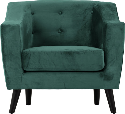 ASHLEY 1 SEATER SOFA - GREEN VELVET FABRIC