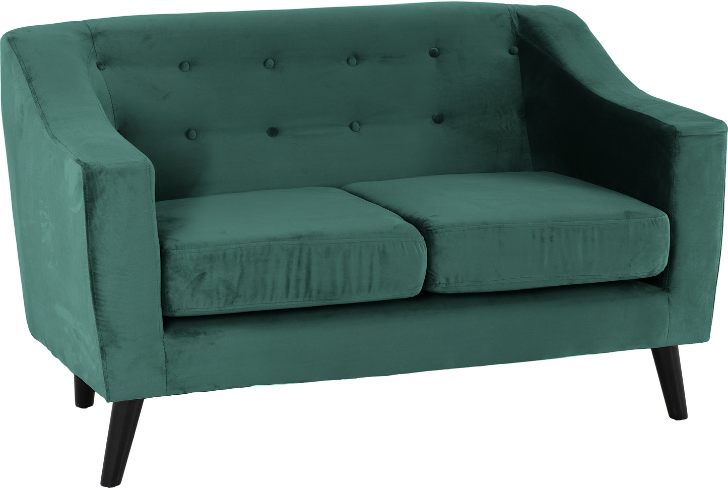 ASHLEY 2 SEATER SOFA - GREEN VELVET FABRIC