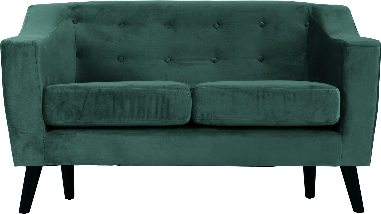 ASHLEY 2 SEATER SOFA - GREEN VELVET FABRIC