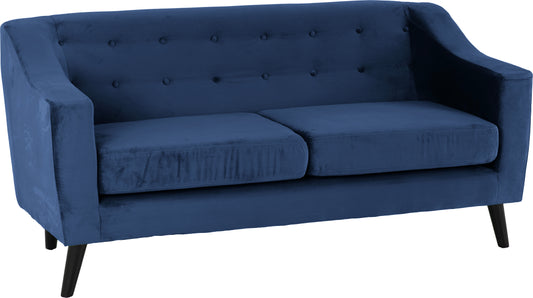 ASHLEY 3 SEATER SOFA - BLUE VELVET FABRIC