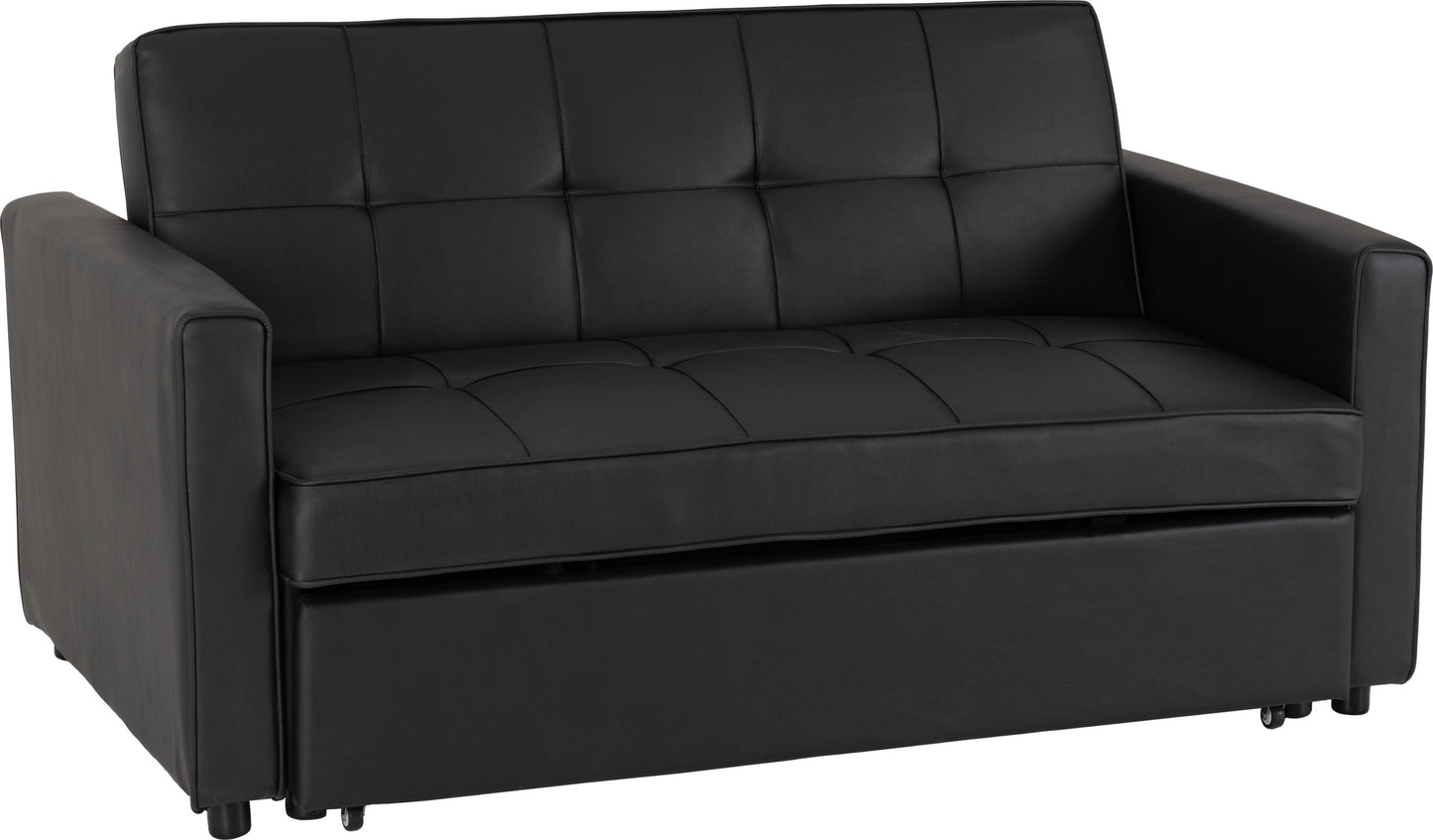 ASTORIA SOFA BED - BLACK FAUX LEATHER