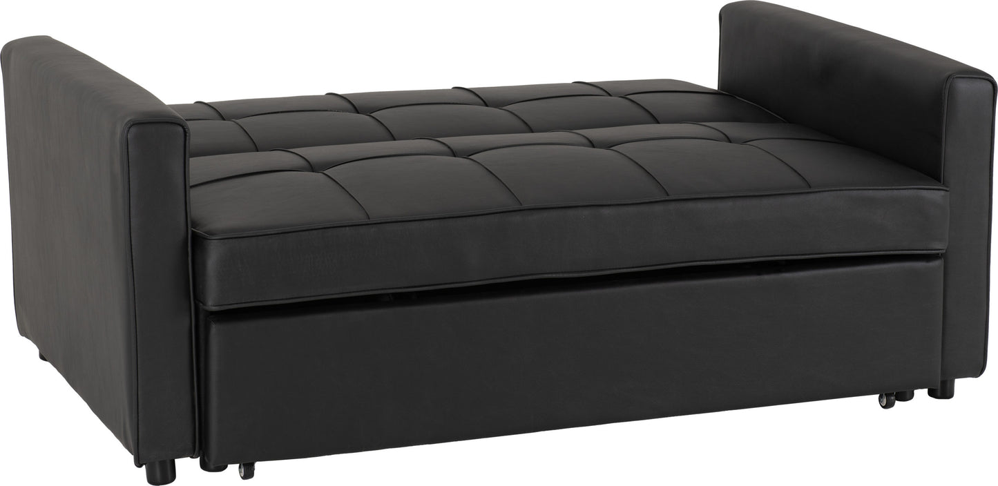 ASTORIA SOFA BED - BLACK FAUX LEATHER