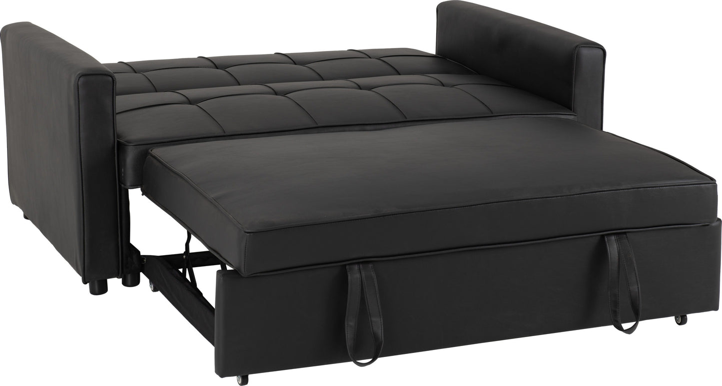 ASTORIA SOFA BED - BLACK FAUX LEATHER