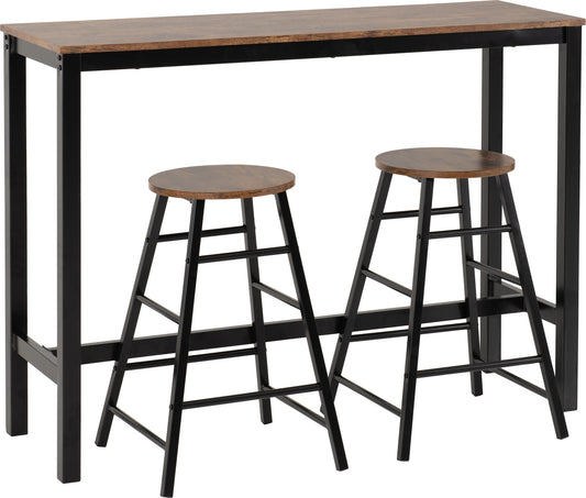 ATHENS BREAKFAST BAR SET - ACACIA EFFECT/BLACK