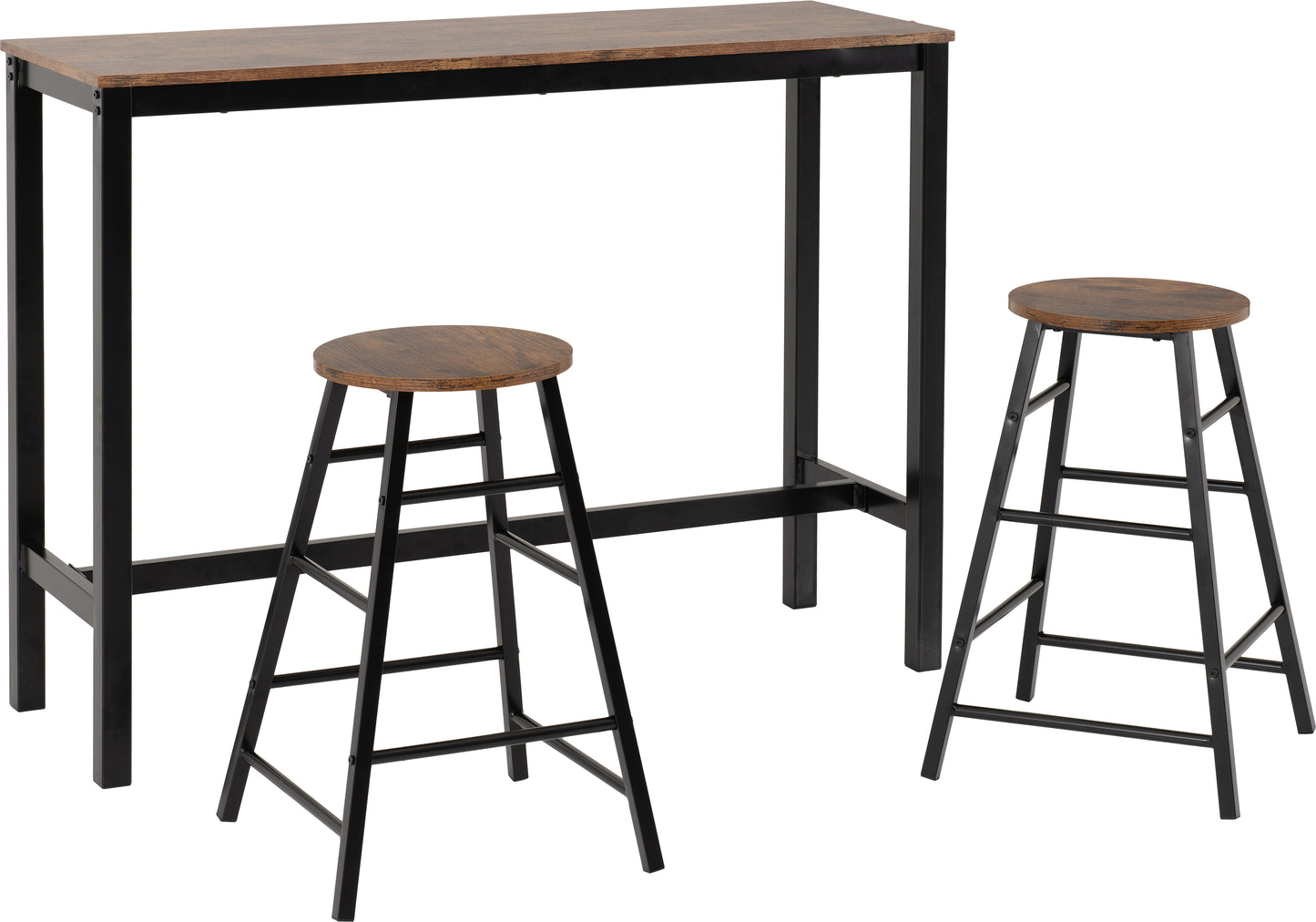 ATHENS BREAKFAST BAR SET - ACACIA EFFECT/BLACK