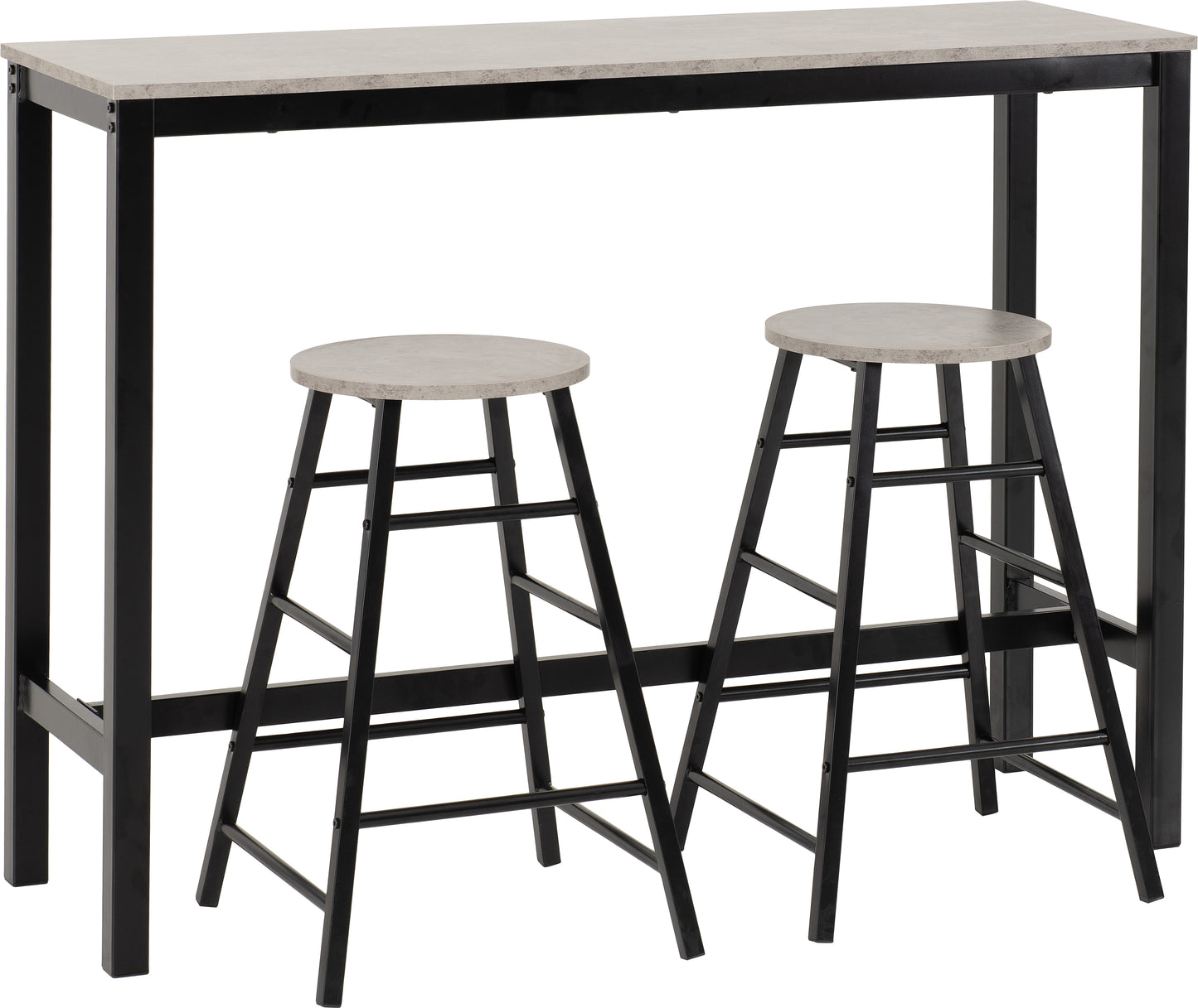 ATHENS BREAKFAST BAR SET - CONCRETE EFFECT/BLACK