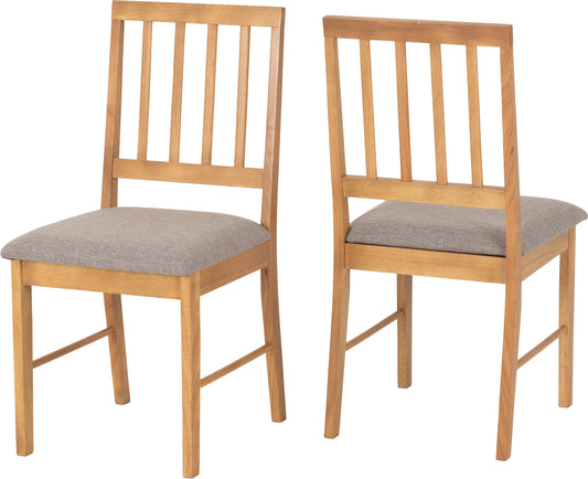 AUSTIN DINING CHAIR (X2 PER BOX) - OAK EFFECT/GREY FABRIC