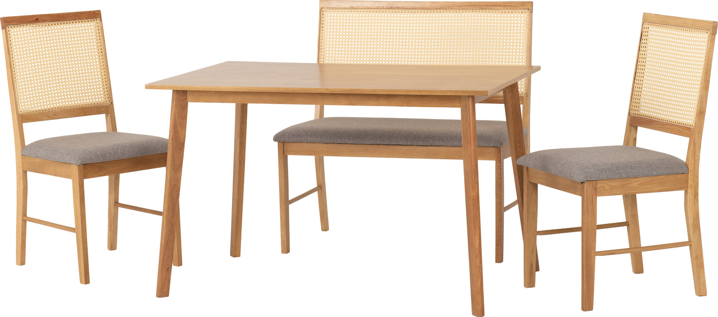 AUSTIN & ELLIS 1+2 DINING BENCH SET - OAK EFFECT/GREY FABRIC