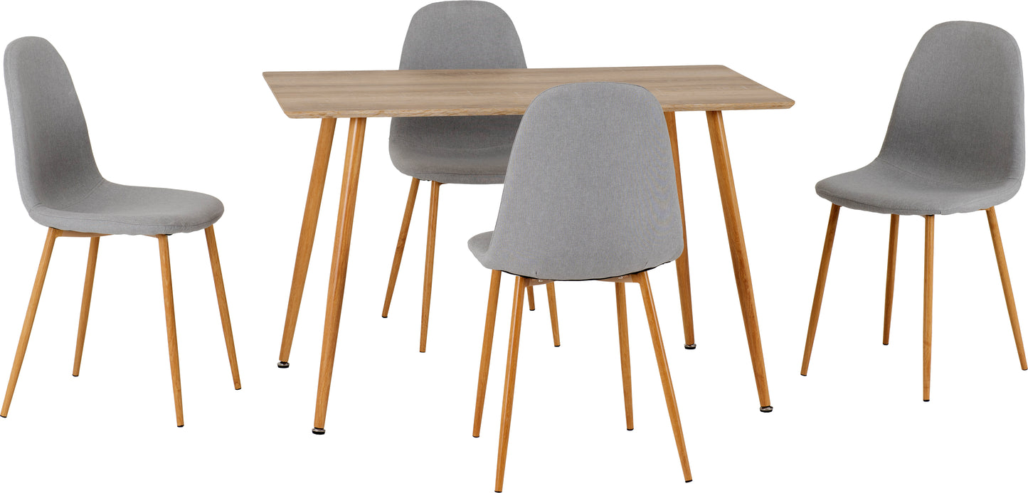 BARLEY DINING SET - OAK VENEER/OAK EFFECT/GREY FABRIC