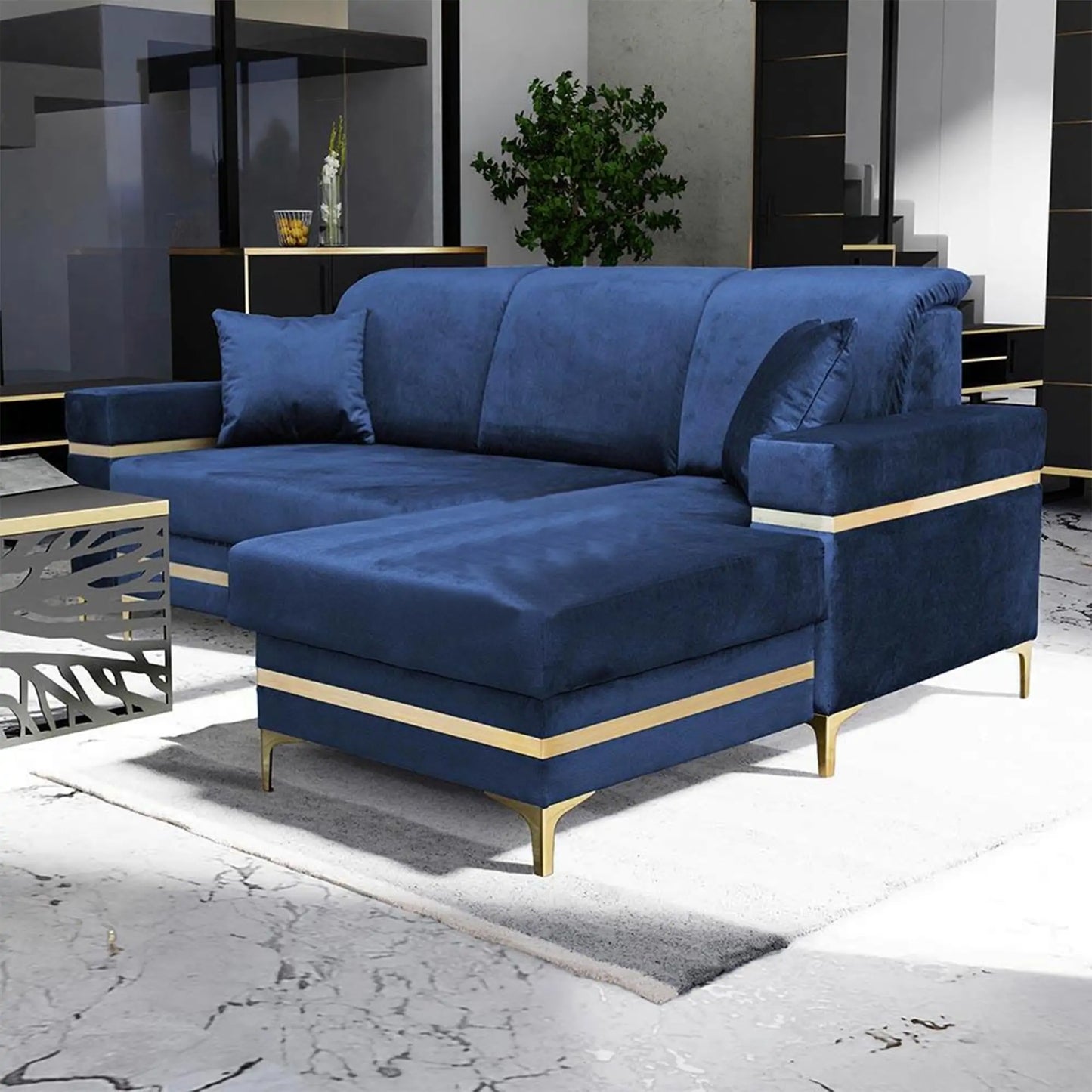 Florence Corner Sofa Bed Blue