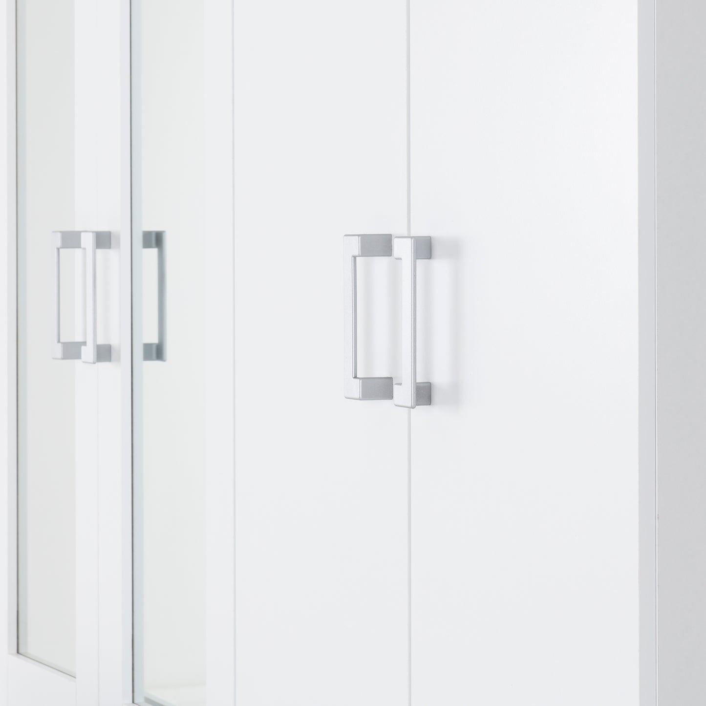 CHARLES 4 DOOR 2 DRAWER MIRRORED WARDROBE - WHITE