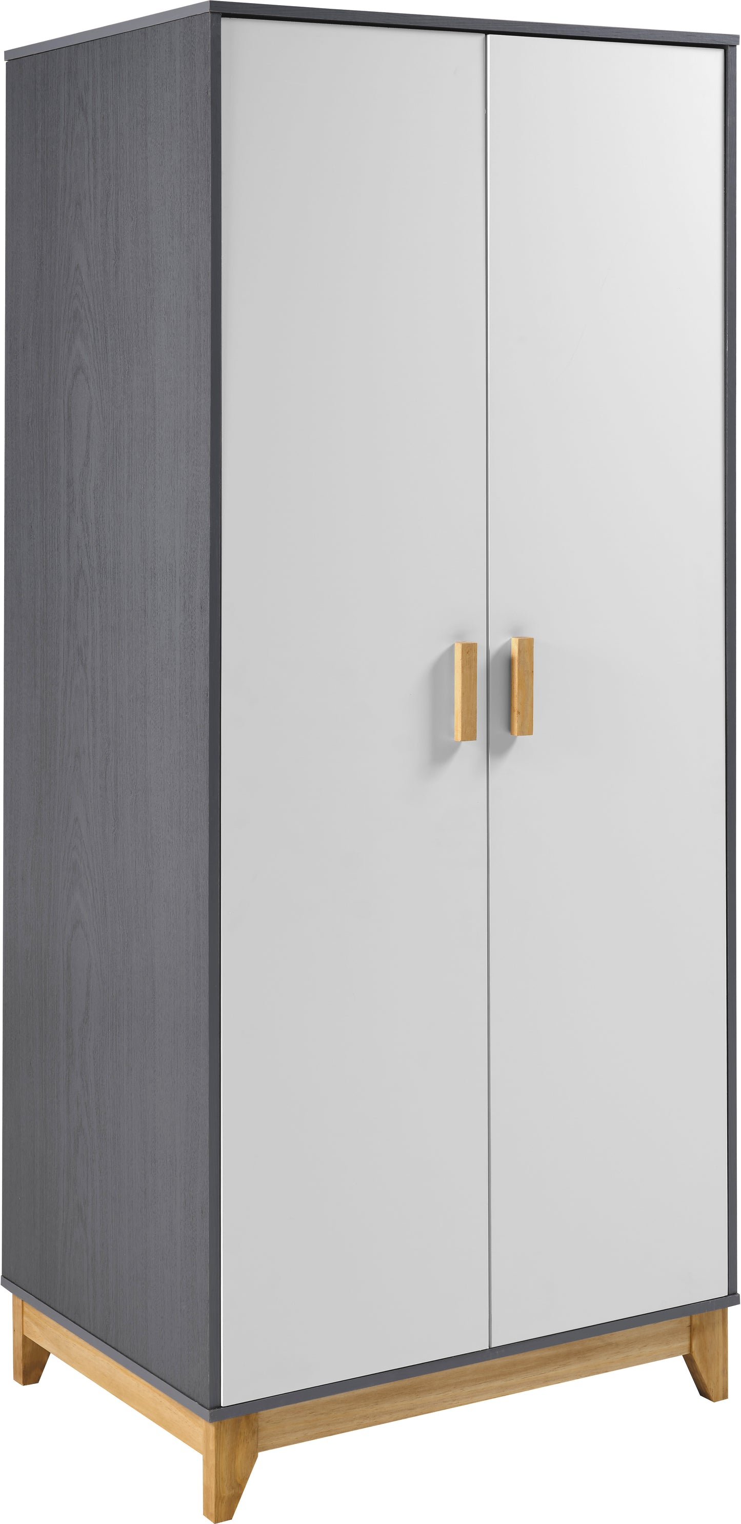 CLEVELAND 2 DOOR WARDROBE  - WHITE/GREY METAL EFFECT