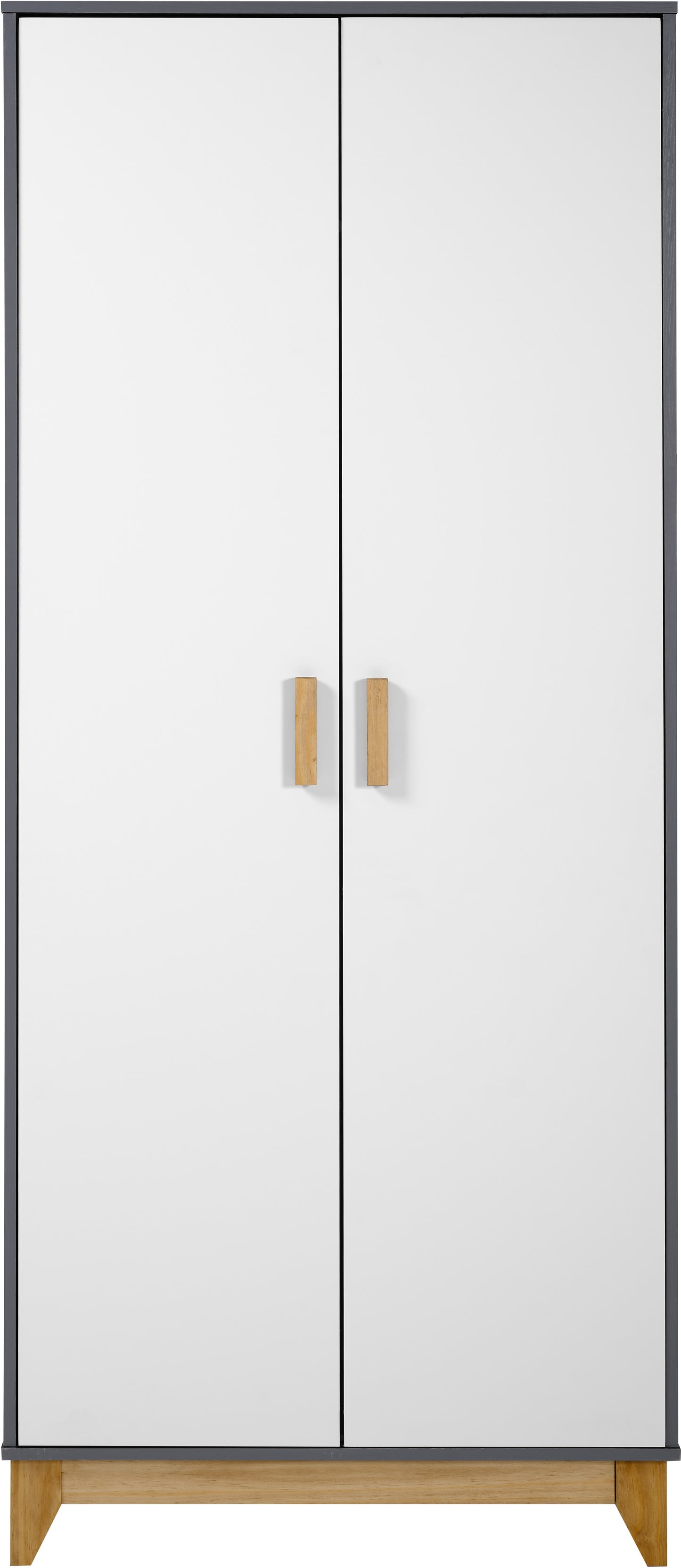 CLEVELAND 2 DOOR WARDROBE  - WHITE/GREY METAL EFFECT