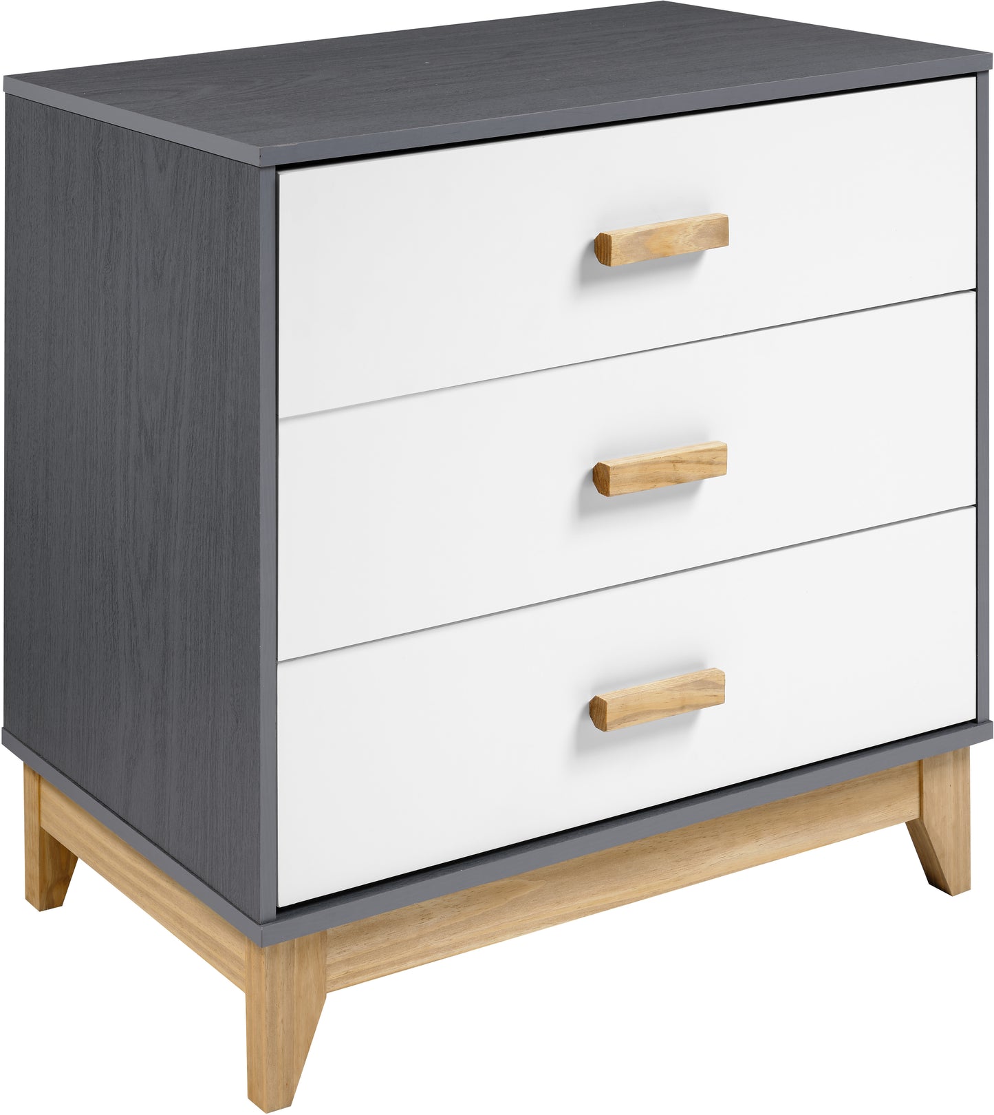 CLEVELAND 3 DRAWER CHEST  - WHITE/GREY METAL EFFECT