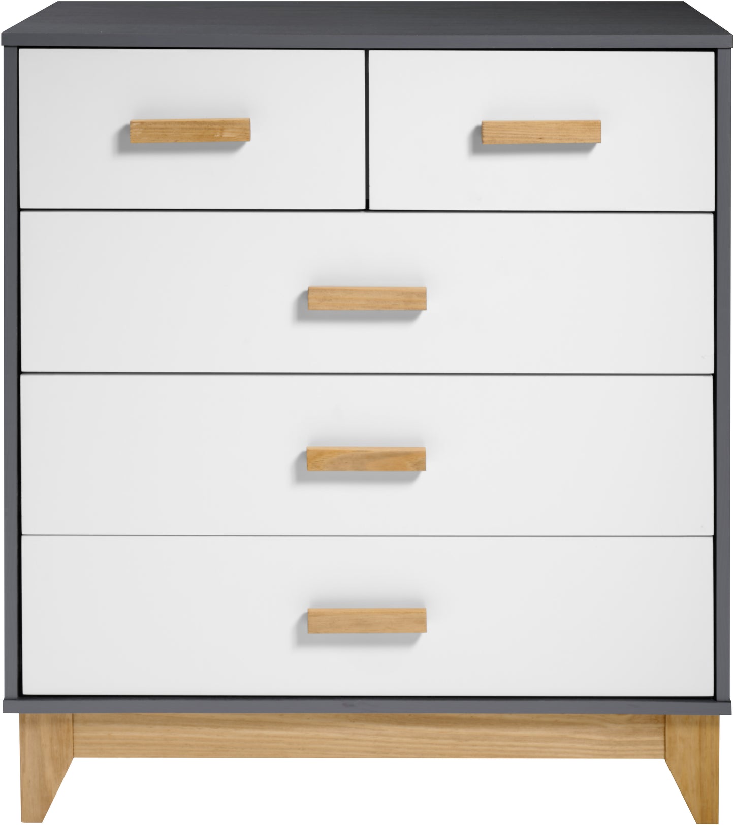 CLEVELAND 3+2 DRAWER CHEST  - WHITE/GREY METAL EFFECT