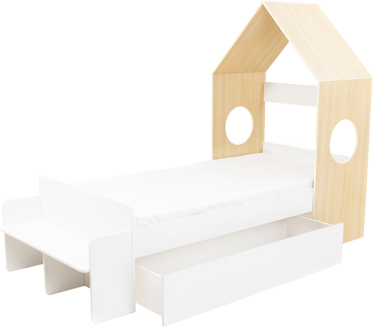 CODY 1 DRAWER HOUSE BED - WHITE/PINE EFFECT