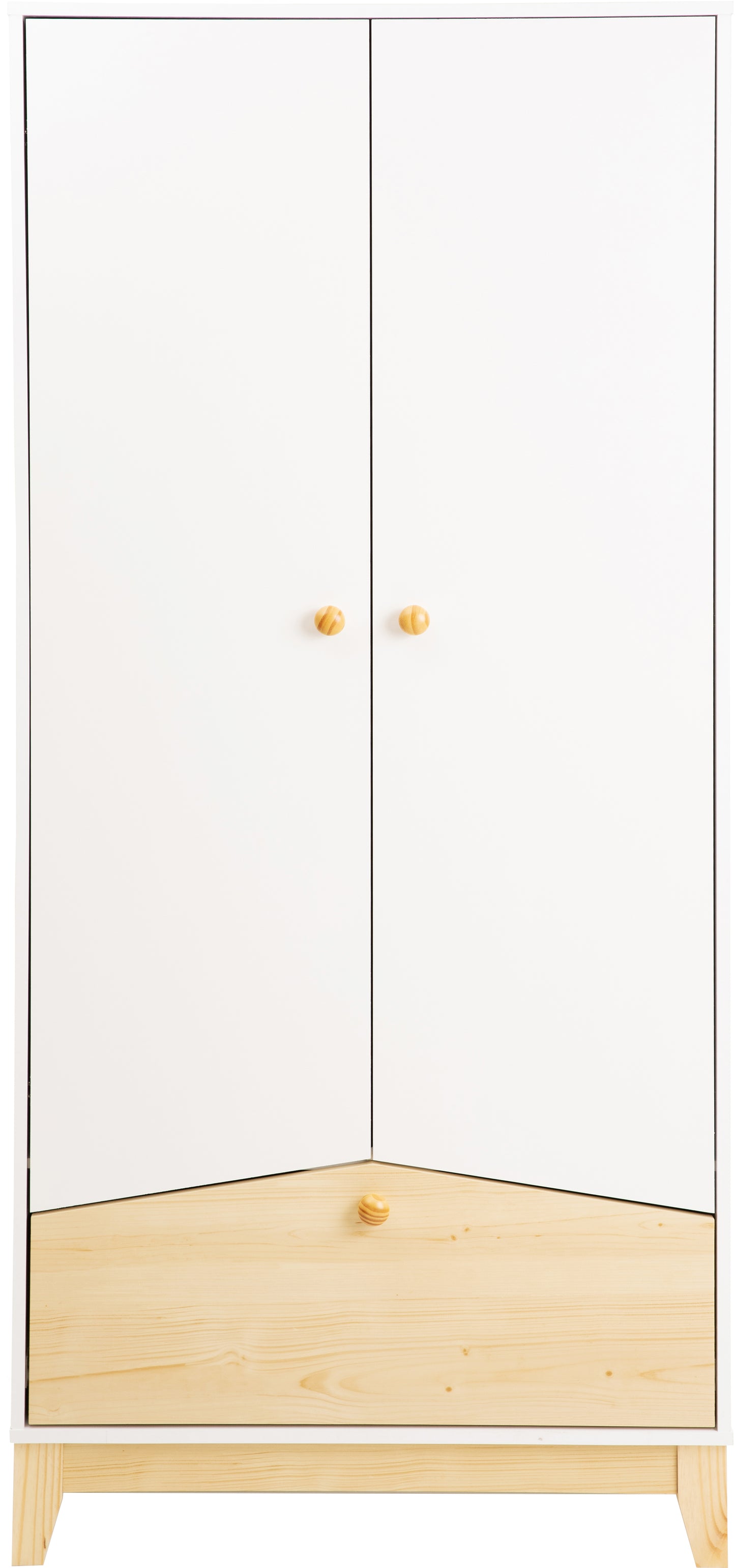 CODY 2 DOOR 1 DRAWER WARDROBE - WHITE/PINE EFFECT