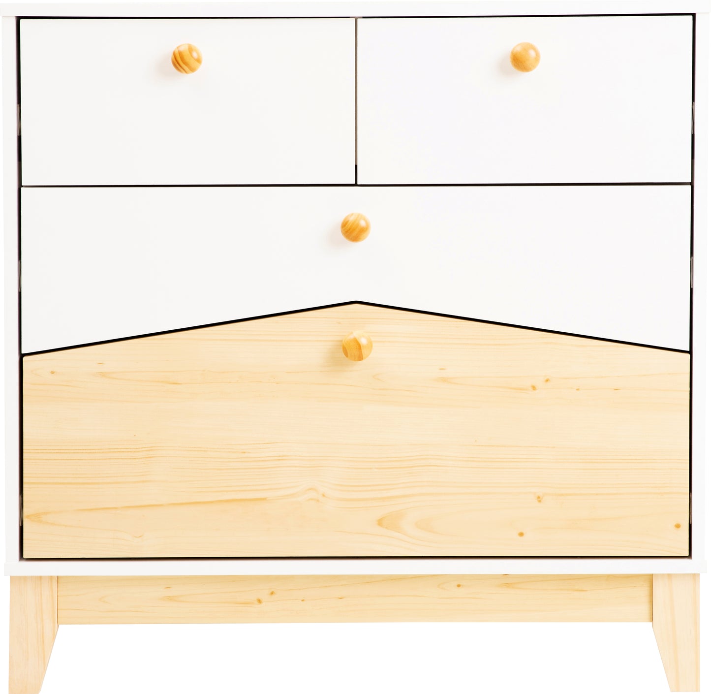 CODY 2+2 DRAWER CHEST - WHITE/PINE EFFECT