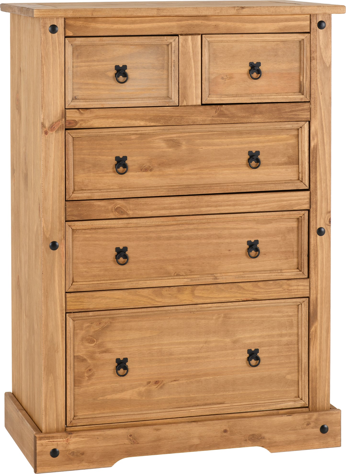 CORONA 3+2 DRAWER CHEST - DISTRESSED WAXED PINE