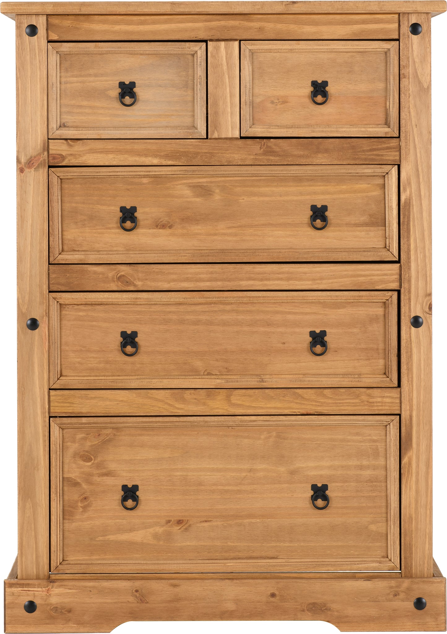 CORONA 3+2 DRAWER CHEST - DISTRESSED WAXED PINE