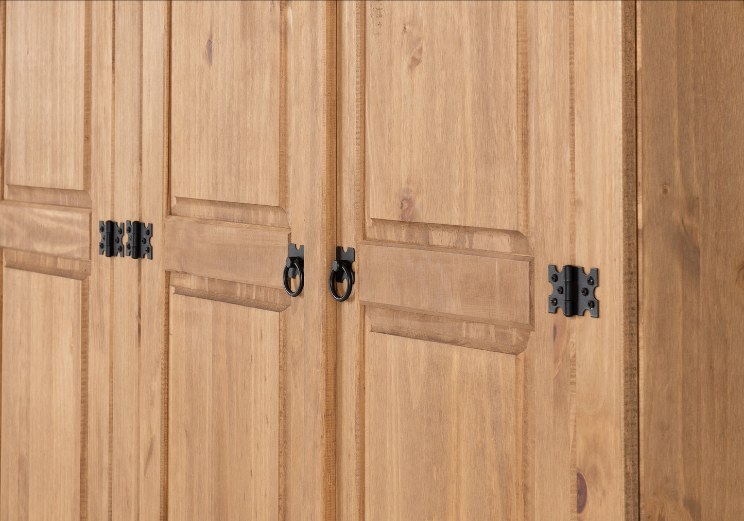 CORONA 4 DOOR WARDROBE - DISTRESSED WAXED PINE