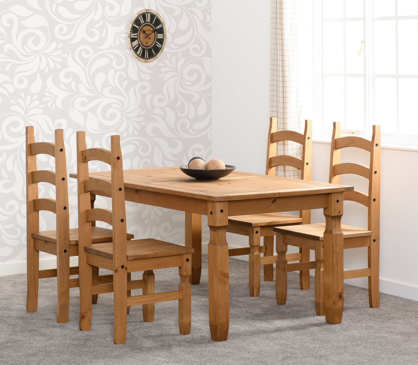 CORONA 5' DINING SET - DISTRESSED WAXED PINE