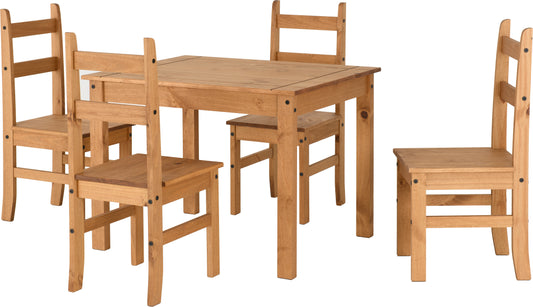 CORONA BUDGET DINING SET - DISTRESSED WAXED PINE