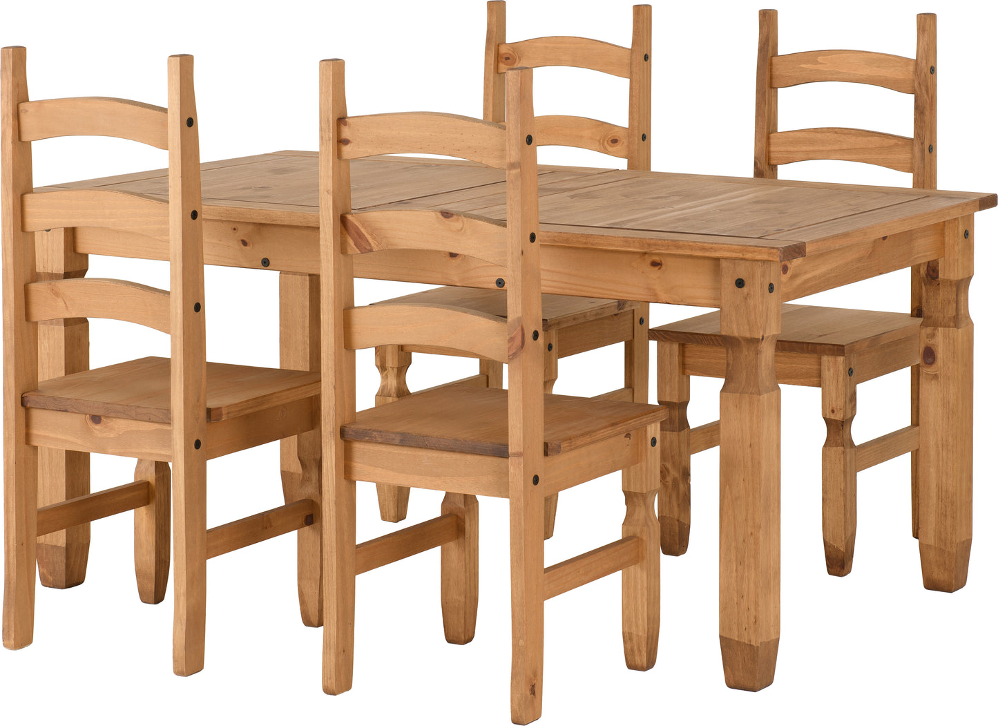 CORONA EXTENDING DINING SET (4 CHAIRS) - DISTRESSED WAXED PINE