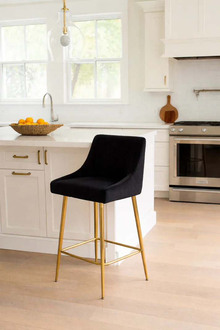 G-Milan Black Bar Stool (Gold Legs)