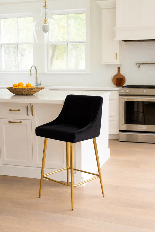 G-Milan Black Bar Stool (Gold Legs)