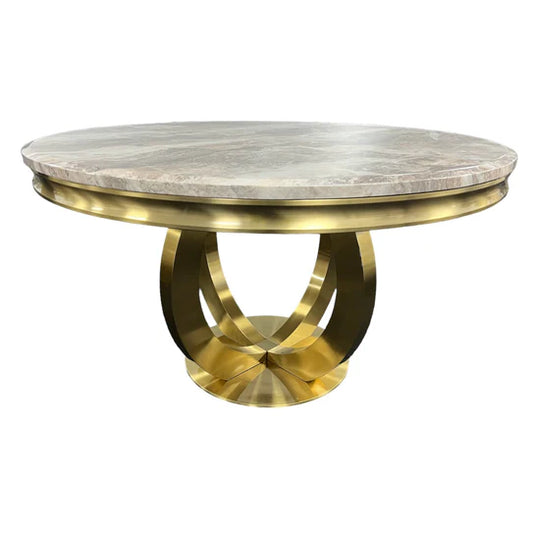 Chelsea Round Marble Dining Table Gold