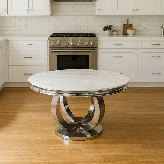 Chelsea Round Marble Dining Table Grey