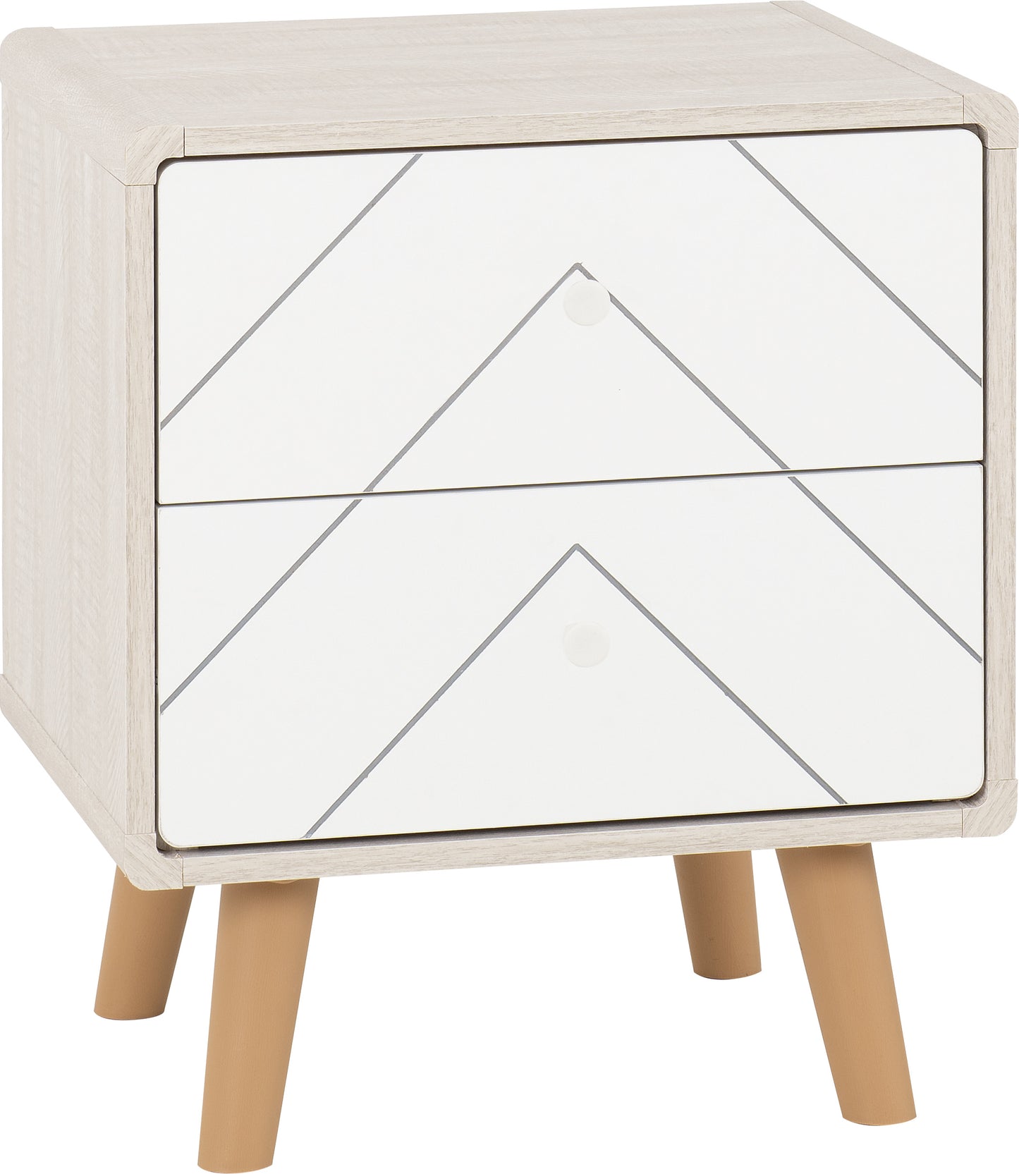 DIXIE 2 DRAWER BEDSIDE - DUSTY GREY/WHITE